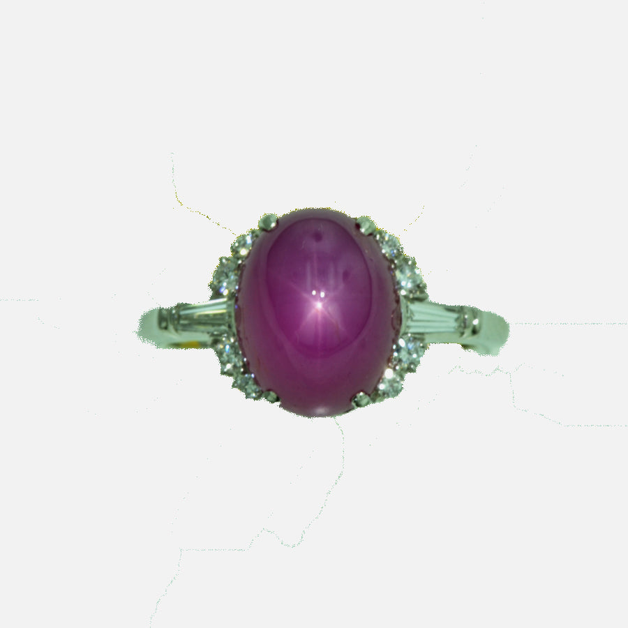 WLF-106 Lady's Platinum Star Ruby and Diamond Ring